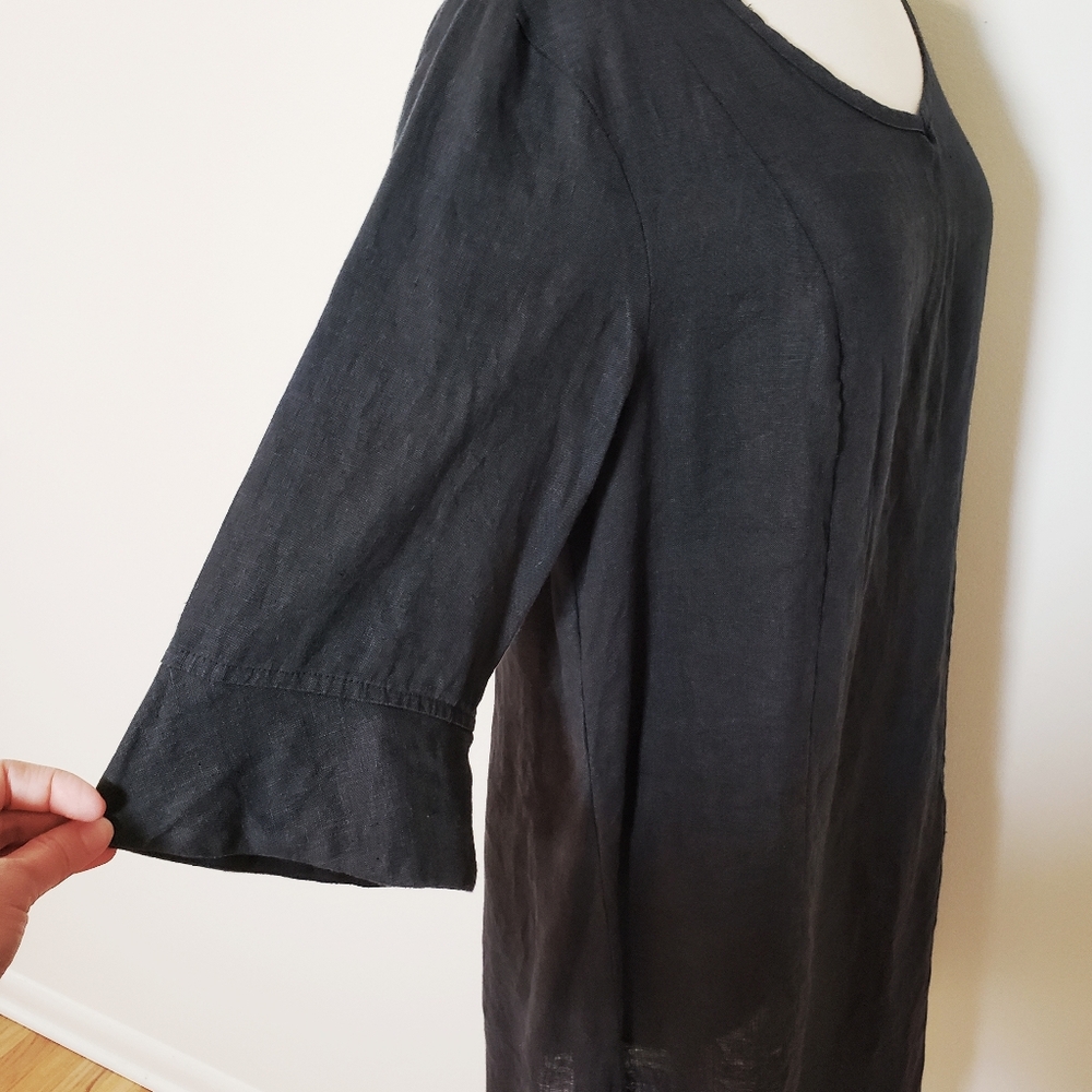 Flax Black Vneck Half Sleeve Dress - Picture 4 of 7